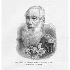 Sir George Rose Sartorius Admiral of the Fleet - Antique Print 1885