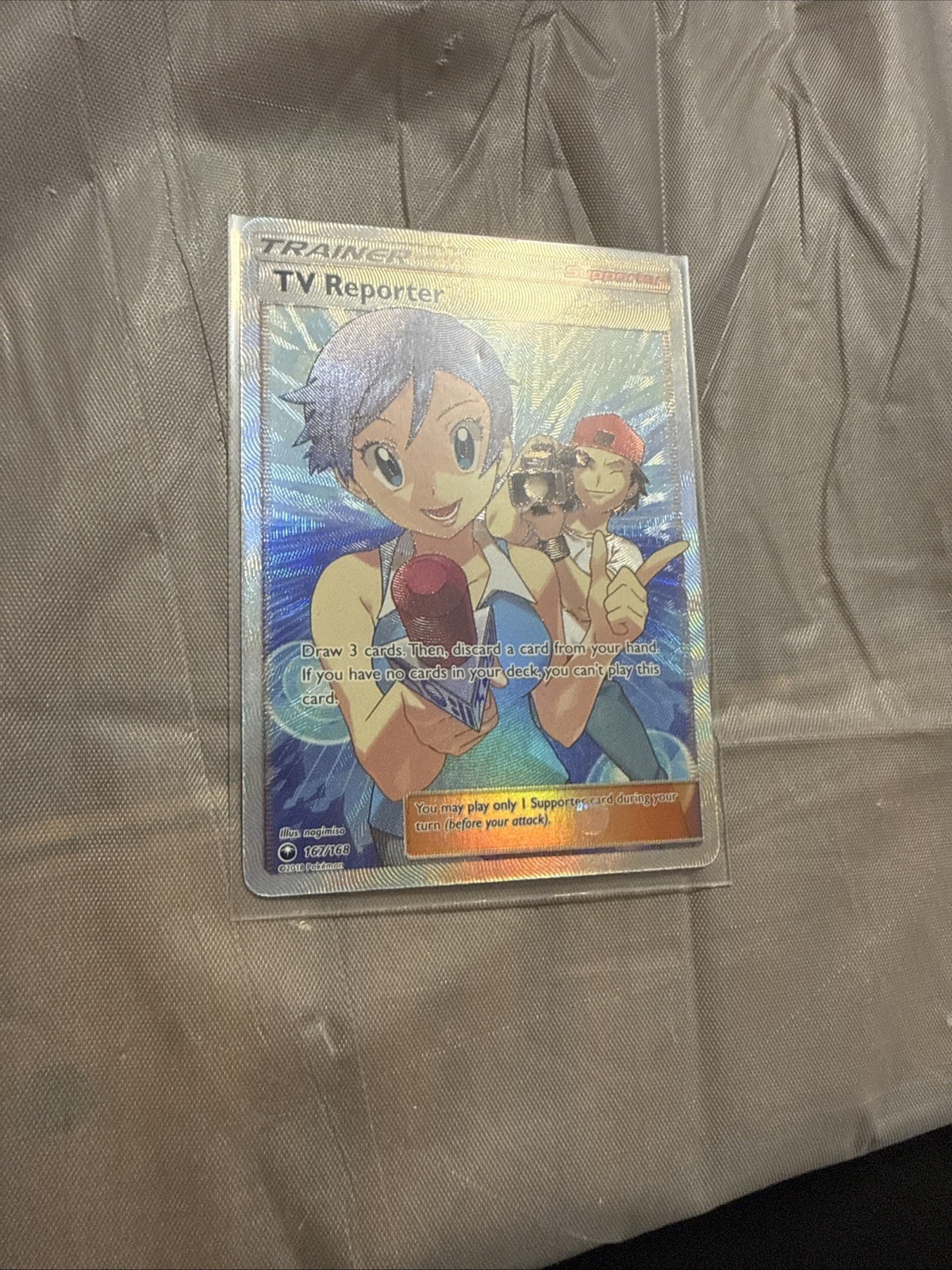 Pokemon Company TV Reporter 167/168 Celestial Storm Ultra Rare Full Art Holo