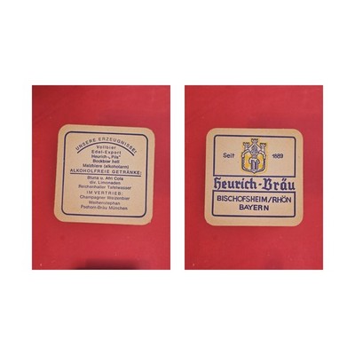 Heurich-Bräu Bischofsheim/Rhön blaue Schrift Brauerei Bierdeckel Bier