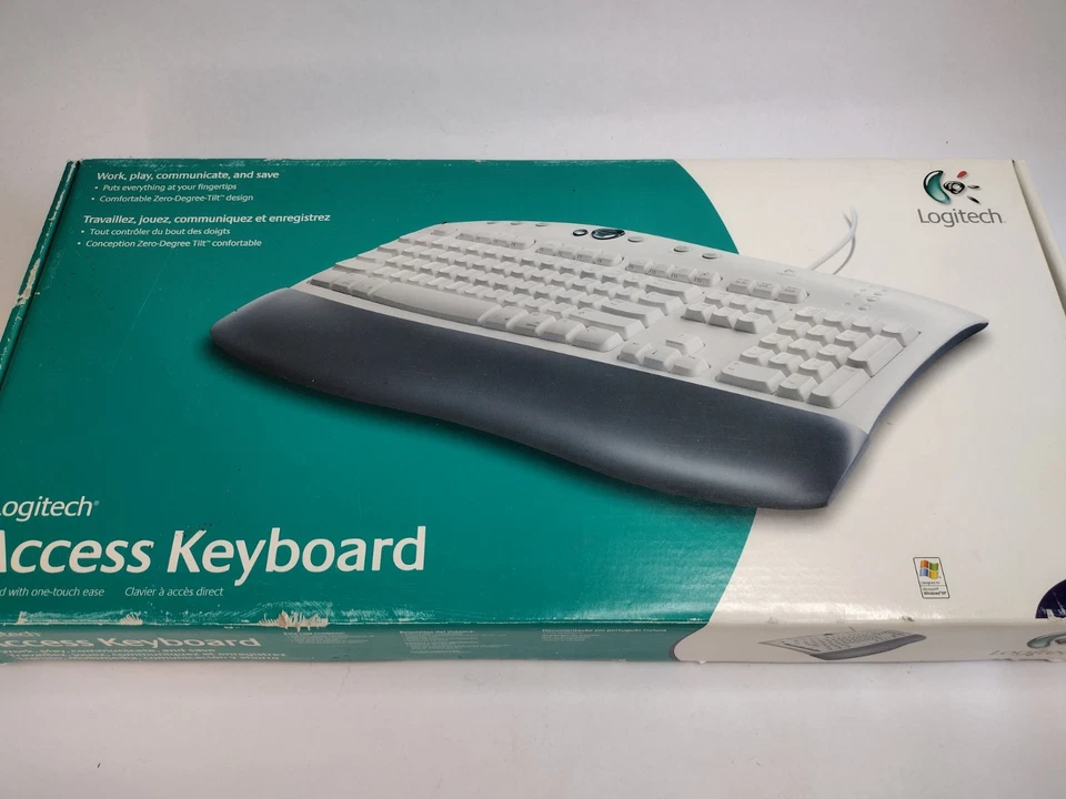 Logitech Access Wired Keyboard Plus Wheel Mouse Vintage New - Image 3 of 4