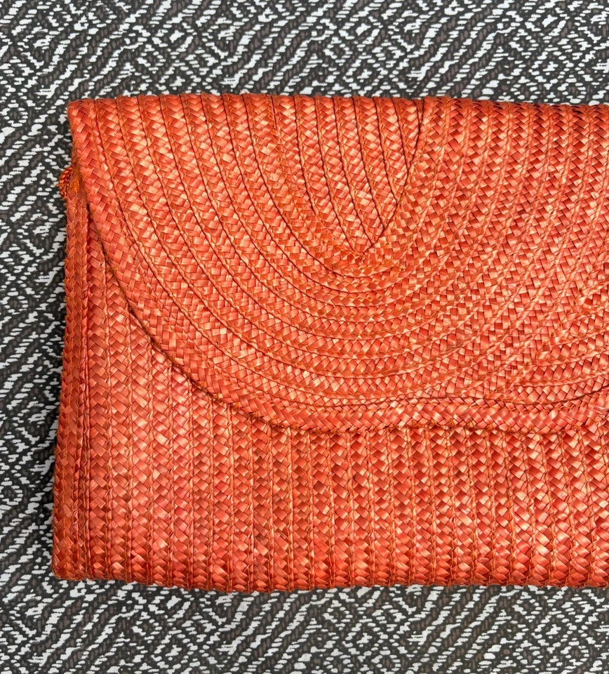 Bolso de Mano Vintage Naranja Paja con Correa para el Hombro Hecho en Filipinas Años 80 Foto 3 de 4