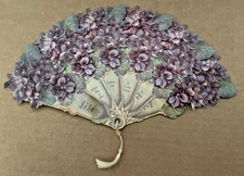 Vintage 1978 VIOLETS Folding Hand Fan Poem Verse Jane Gerber Old Print Factory