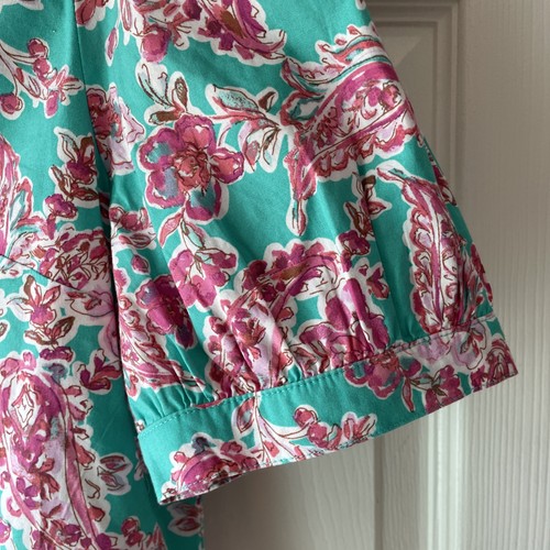 NWT J Crew Short Sleeve Cotton Poplin Teal Pink Floral Top Womens S - Picture 5 of 9