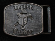PK03102 VINTAGE 1970s  ENGLISH LEATHER  COLOGNE COMPANY BRASSTONE BELT BUCKLE