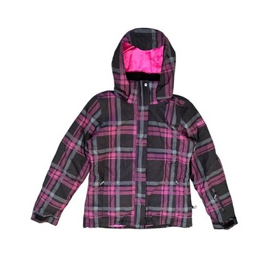 Roxy Womens 8K DryFlight Plaid Snowboard Ski Jacket Pink Black Waterproof L