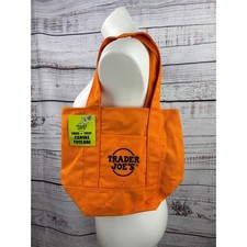 Trader Joe's Trick or Treat Canvas Tote Bag Orange Halloween Reusable Grocery