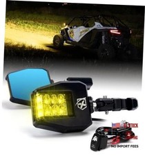 UTV Side Mirrors w/Amber LED Spot Light for.75"-2" Roll Cage Bar 1