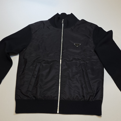 ジャケット・アウター PRADA Logo Plate Bomber Jacket Black 48 PRADA Men's Black Bomber Jacket Full Zip Milano Logo Size 48 | eBay