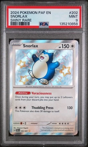 Snorlax 202/091 SV Paldean Fates Shiny Rare Pokémon TGC - PSA 9