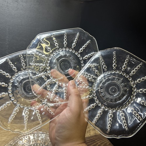 VTG Mix Lot OF 5 FEDERAL Colonial STARBURST CLEAR GLASS SQUARE Bread PLATES 6x6" - Picture 5 of 6