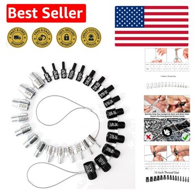 Nut and Bolt Thread Checker - 28 Gauge Stainless Steel with 15 Inch & 13 Metr...