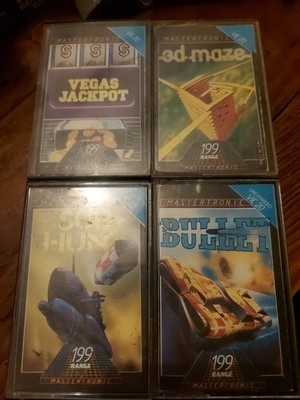 4 x VIC 20 Kassettenspiele Sub Hunt Vegas Jackpot 3d Maze Bullet 