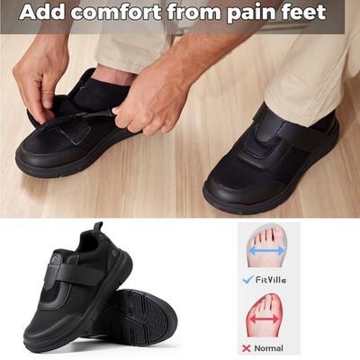 FitVille Diabetiker Schuhe Herren Extra Weit mit Klettverschluss weiche Sneaker