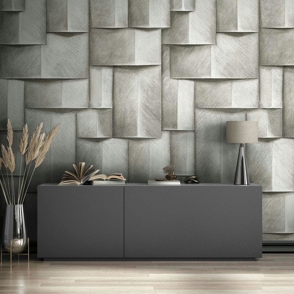Fototapete Vlies Grafisch Holzoptik Kacheln 3D-Effekt Creme 35390 (6,50€/1Qm)-image