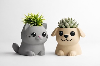 LeafyPaws Hund & Katze Sukkulenten Töpfe | Niedliche Tier Pflanzgefäße | Pflanzenhalter |