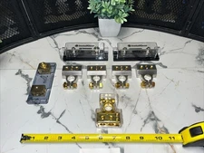 8 QTY! BULK- Silver & Gold Car Battery Terminal Positive Negative Fuse Holder