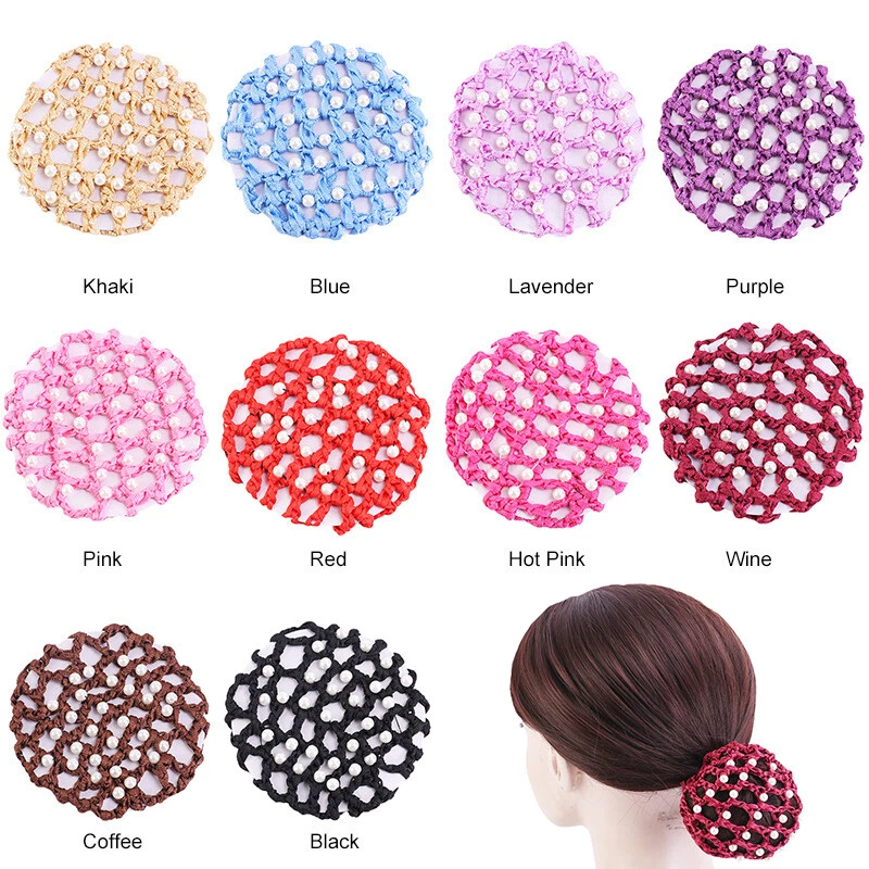 Girls Pearl Ballet Dance Hair Bun Cover Snood Hair Net Skating Crochet