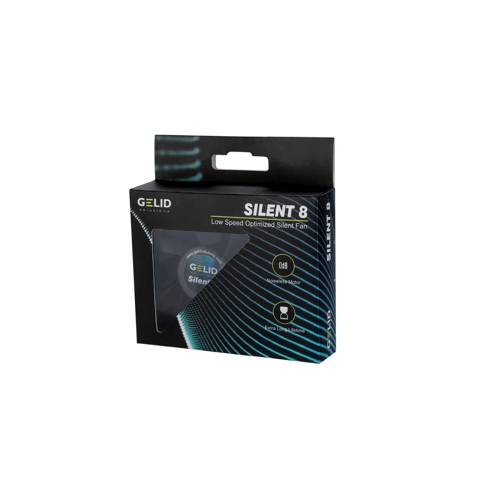 2 x Pack of Gelid Solutions Silent 8 Black 80mm Quiet PC Case Fan 3-Pin 21CFM - Image 4 of 4