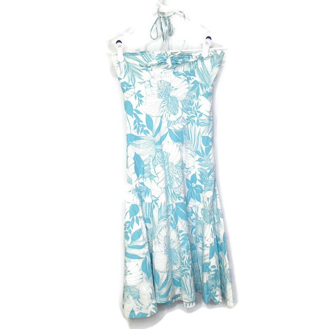 Zara Basics Blue White Linen Blend Mini Beach Sundress Hawaiian Strapless Small | eBay