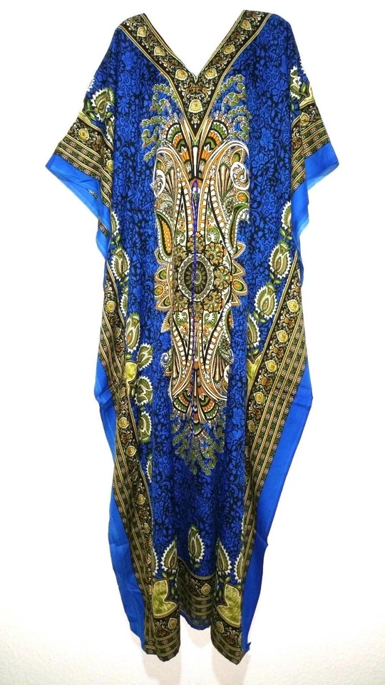 Robe Maxi Kaftan Kimonoärmel Robe de Plage Chambre Respirant Boho Carnaval - Photo 2/4
