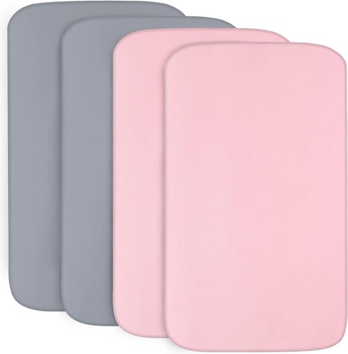 Sábanas ajustables para cuna suaves transpirables Sábanas para cuna para bebé 52"×28" Paquete de 4 opciones múltiples - Imagen 39 de 44