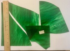 Green Wispy Kokomo Stained Glass Pieces For Hobbies/Mosaics/Arts/Crafts