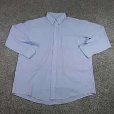 VTG Arrow Shirt Mens XL 17.5 Blue Long Sleeve Button Down Dress Work USA 70s 80s