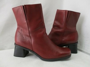 NATURALIZER Red Leather Zip Ankle Fashion Boots Size 7.5 M Style 039N38 ...