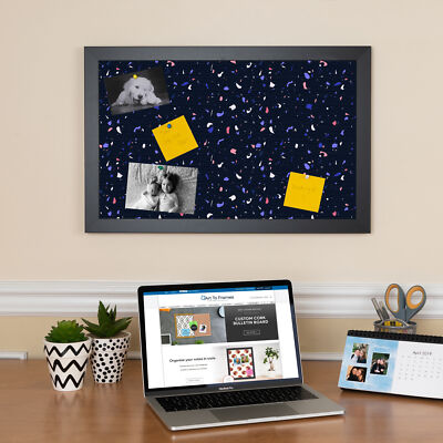 ArtToFrames Custom Cork Bulletin Board Venetian Tile Framed in Satin Black
