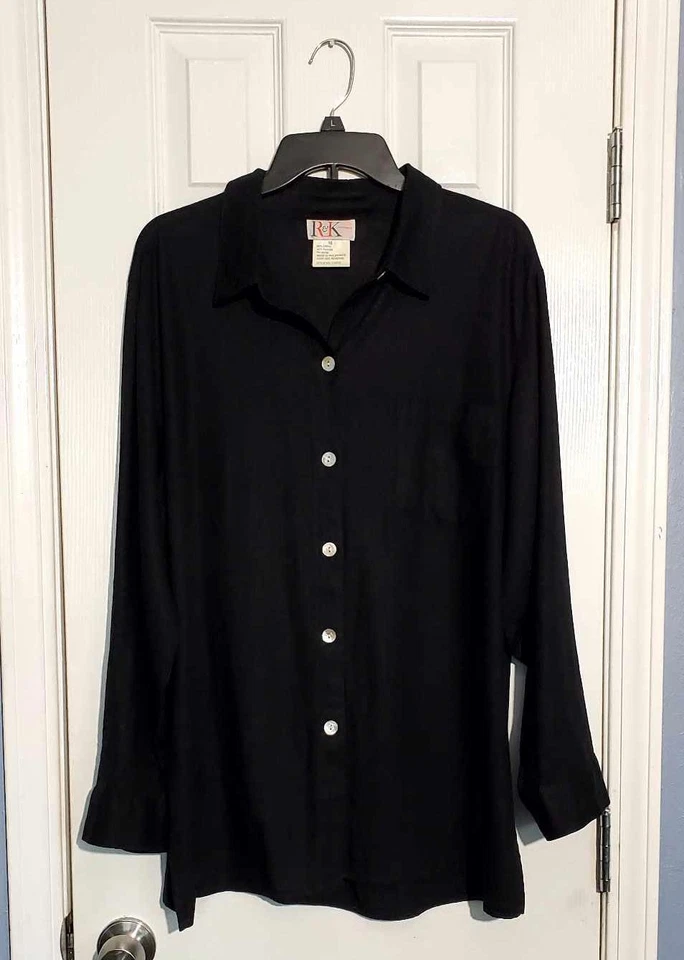 Женские 16 R & K оригиналы черный льняной перламутр на пуговицах весна лето - Изображение 2 из 4