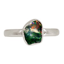 Treated Chalama Black Opal 925 Sterling Silver Ring Jewelry s.8 ALLR-29660