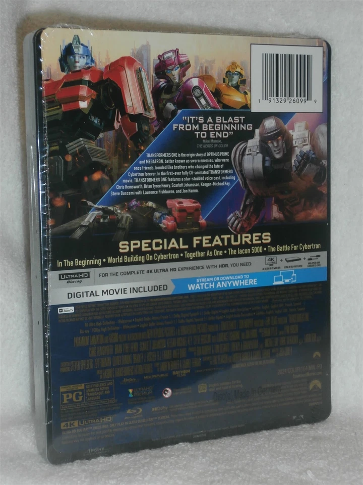 Transformers One (4K/Blu-ray 2024 STEELBOOK) Chris Hemsworth origin story action - Image 3 of 4