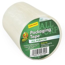 Duck Tape Packaging tape - All Purpose - 50mm x 25m - Transparent - Twin Pack