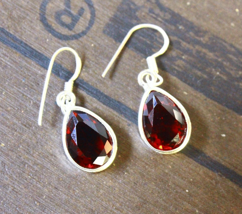 Maravillosos aretes de topacio rojo de 28,16 quilates para mujer fiesta festival joyería H3 Foto 3 de 4