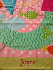 Pottery Barn Kids Pink Polka Dot Mermaid Plush Beach Towel with name JOYCE New 