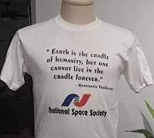 Vintage 80s "Earth is the Cradle Of Humanity National Space Society T-shirt S