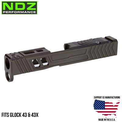 NDZ Glock 43X 43 9mm Slide Stainless Steel RMR Optic Cut Black