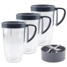 3 Pack 24 oz Tall Cup and Extractor Blade for NutriBullet NB-101B NB-101S NB-201