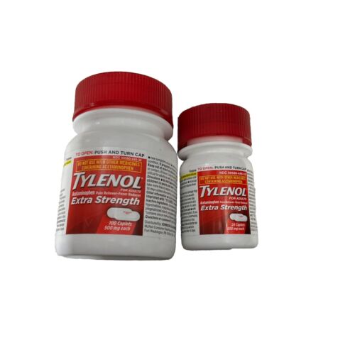 Tylenol Extra Strength Pain Reliever Fever Reducer 100 Caplets + 24 Caplets