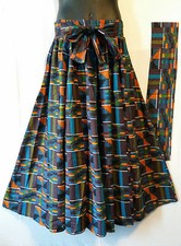 AfricanKent Print Ankara Maxi Women Skirt 2 Pocket Belt Free Size Waist 46" P07