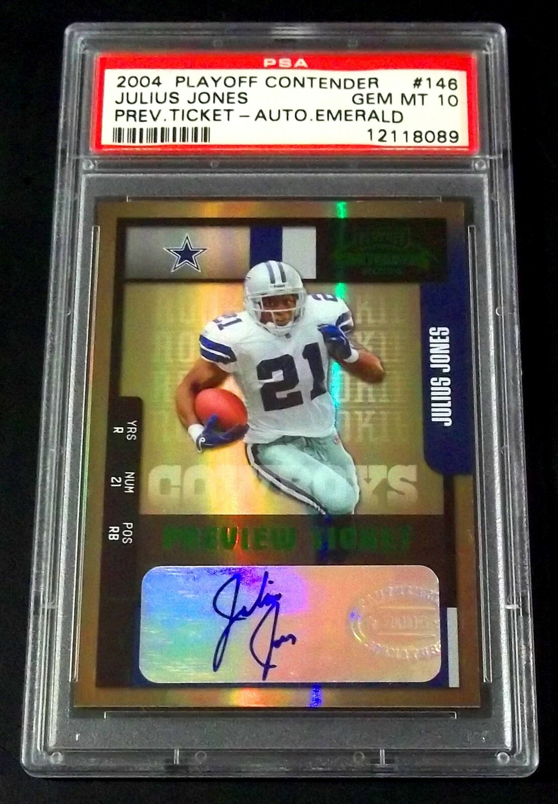 Julius Jones Playoff Contenders #146 Prev.Ticket-Auto.Emerald