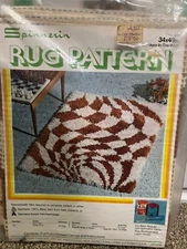 Spinnerin Latch Hook Rug Pattern 34"x48" #228 "Checkers-In-The_Wind"