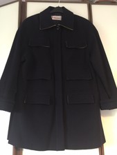 Karl Lagerfeld Navy & Yellow Detailing Wool Vintage 1980’s Coat Size Uk 10 It36