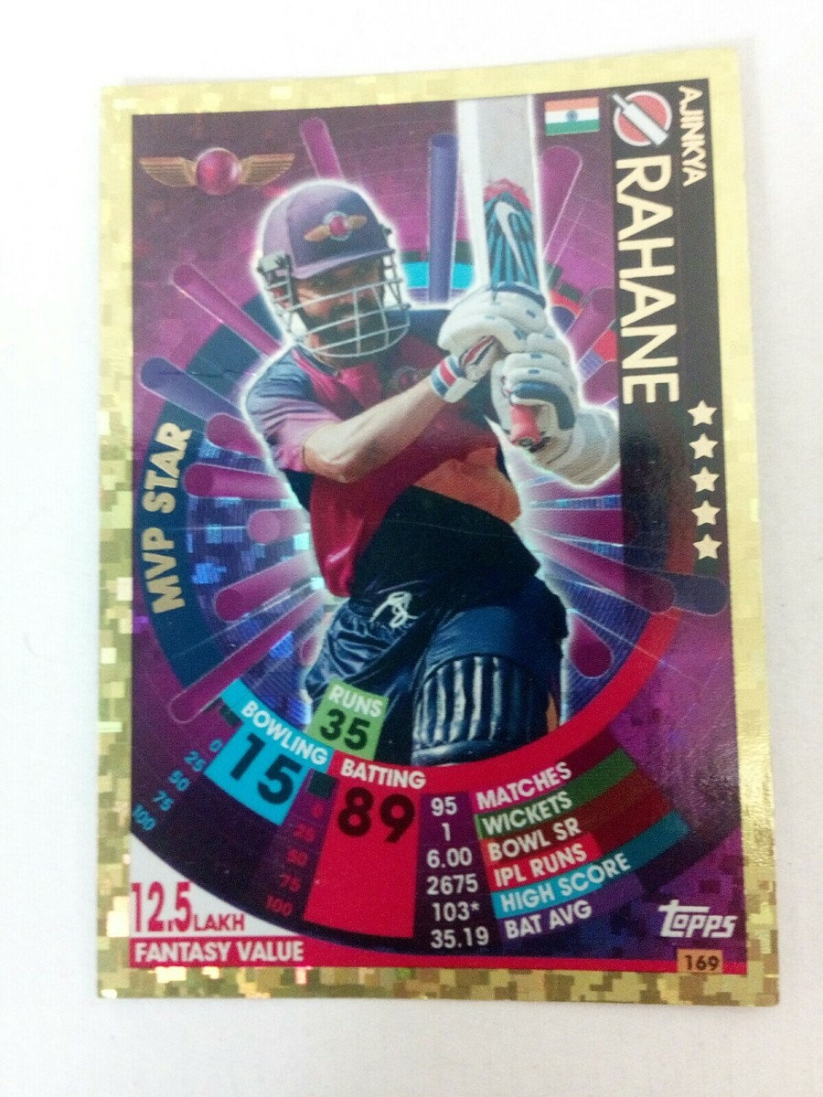 TOPPS VIVO IPL CRICKET ATTAX 2017 #169 Ajinkya Rahane RPS MVP Star