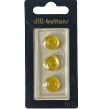 Buttons Yellow Round 2-Hole 3-Pack 1/2" 13MM Vintage Dill No. 831 Germany