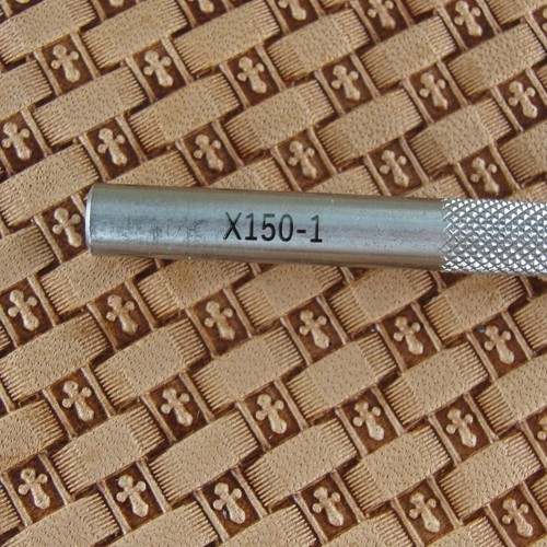 Small Cross Basket Weave Leather Stamp, Stainless Steel Leather Tool - Picture 7 of 8