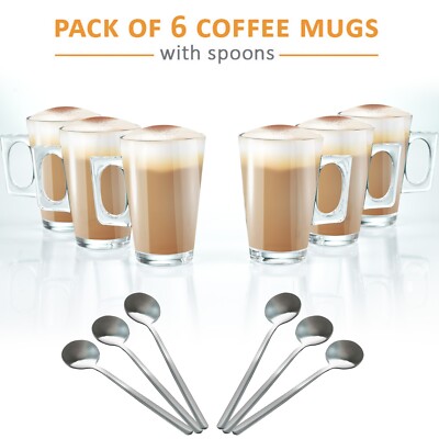 6 x Latte Kaffeegläser Cappuccino Lattes Teeglas Tassen Heißgetränk Becher