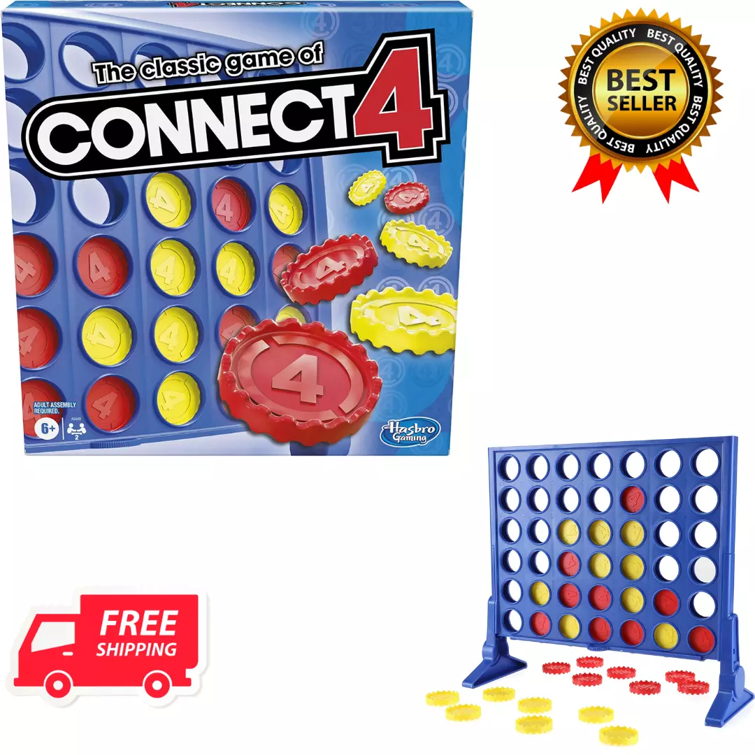 Connect 4 Classic Grid Board Game, 4 in a Row Game for Kids, 2