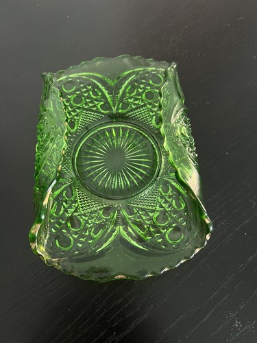 RARE Green Carnival Glass W/Gold Tones At The Rims EUC