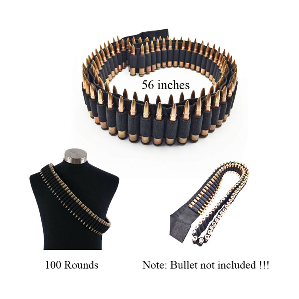 100 Rounds Rifle Bullet Cartridge Bandolier Ammo Belt For 7.62x39 .357